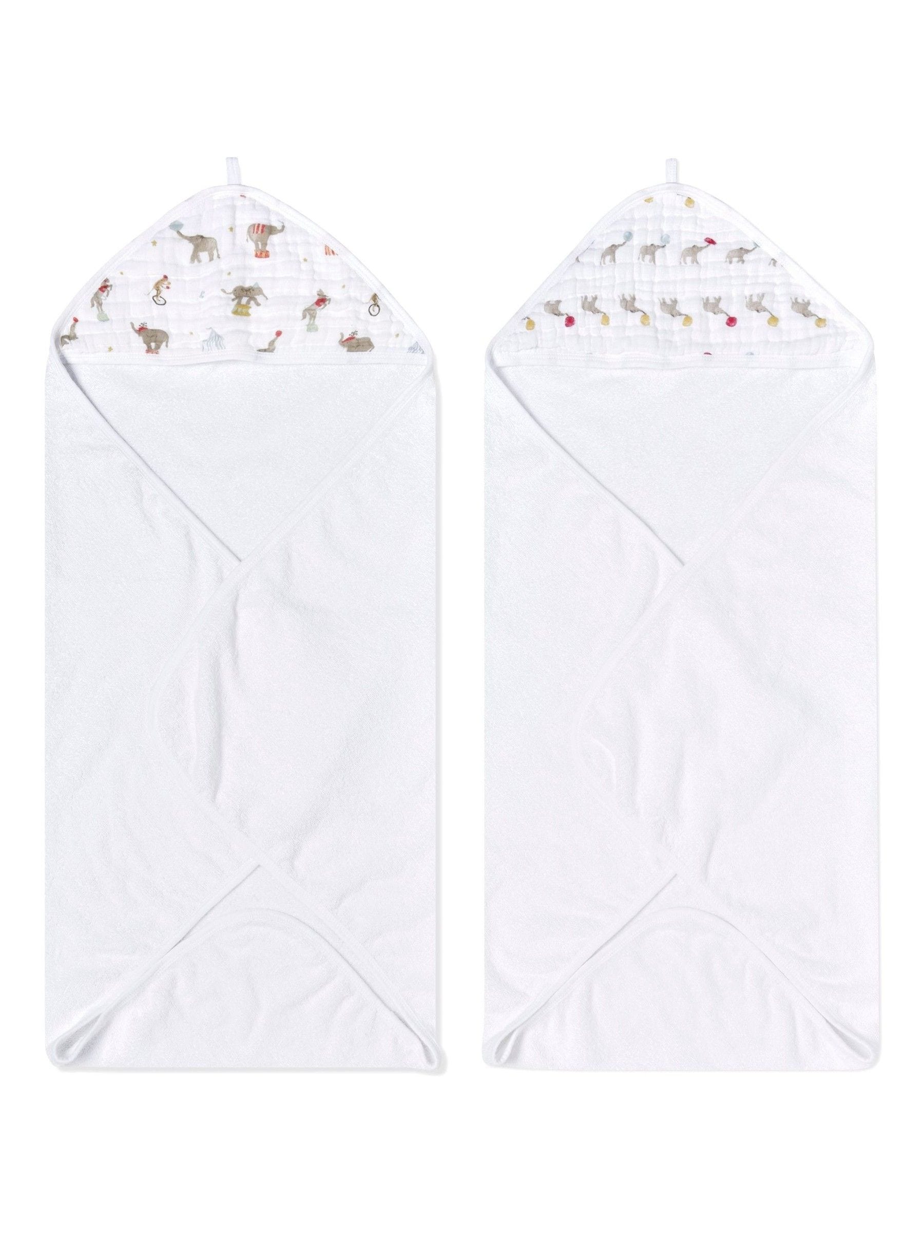 aden + anais hooded towel elephant circus 2 pack 76cm, imported from the UK