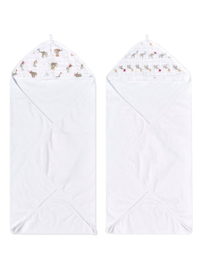 aden + anais hooded towel elephant circus 2 pack 76cm, imported from the UK