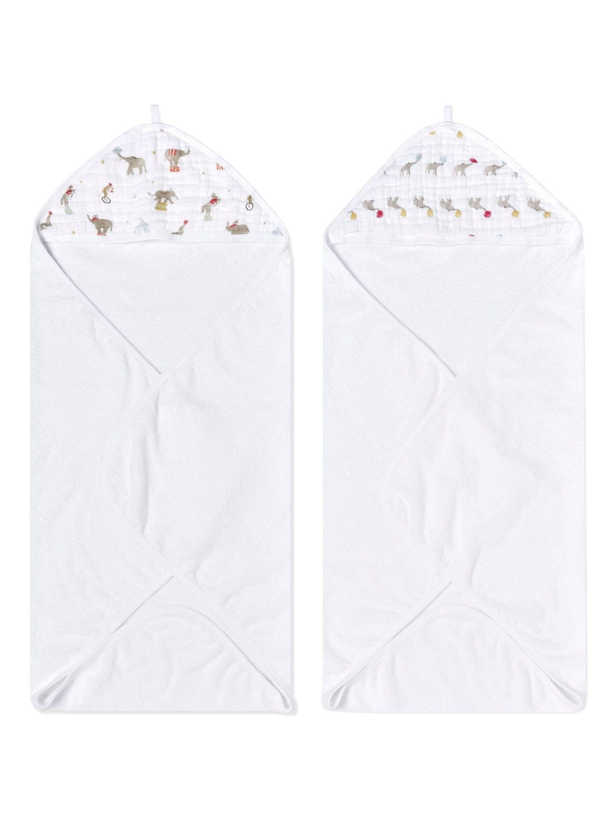 aden + anais hooded towel elephant circus 2 pack 76cm, imported from the UK