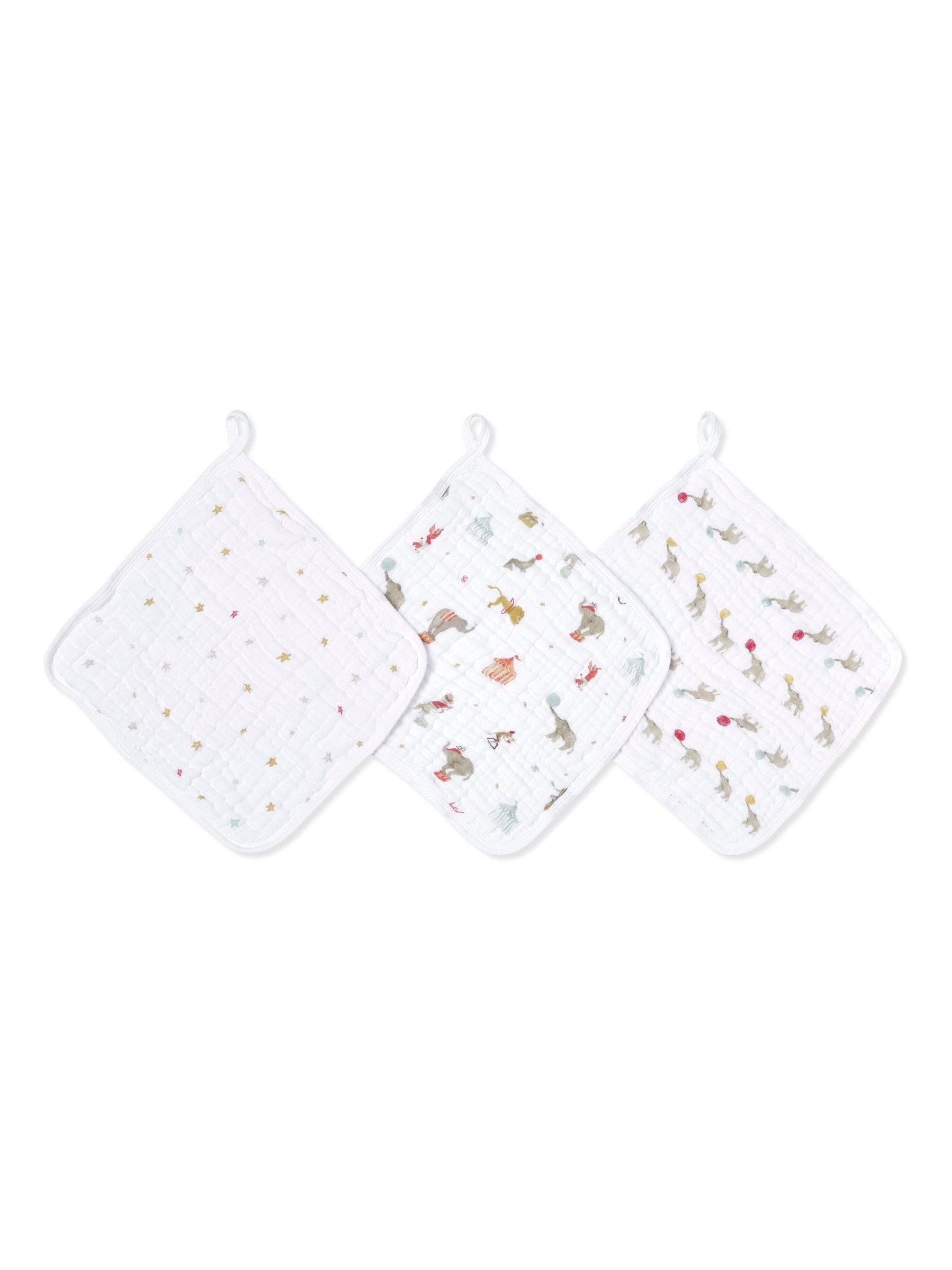 aden + anais elephant circus washcloth 3 pack (British brand)