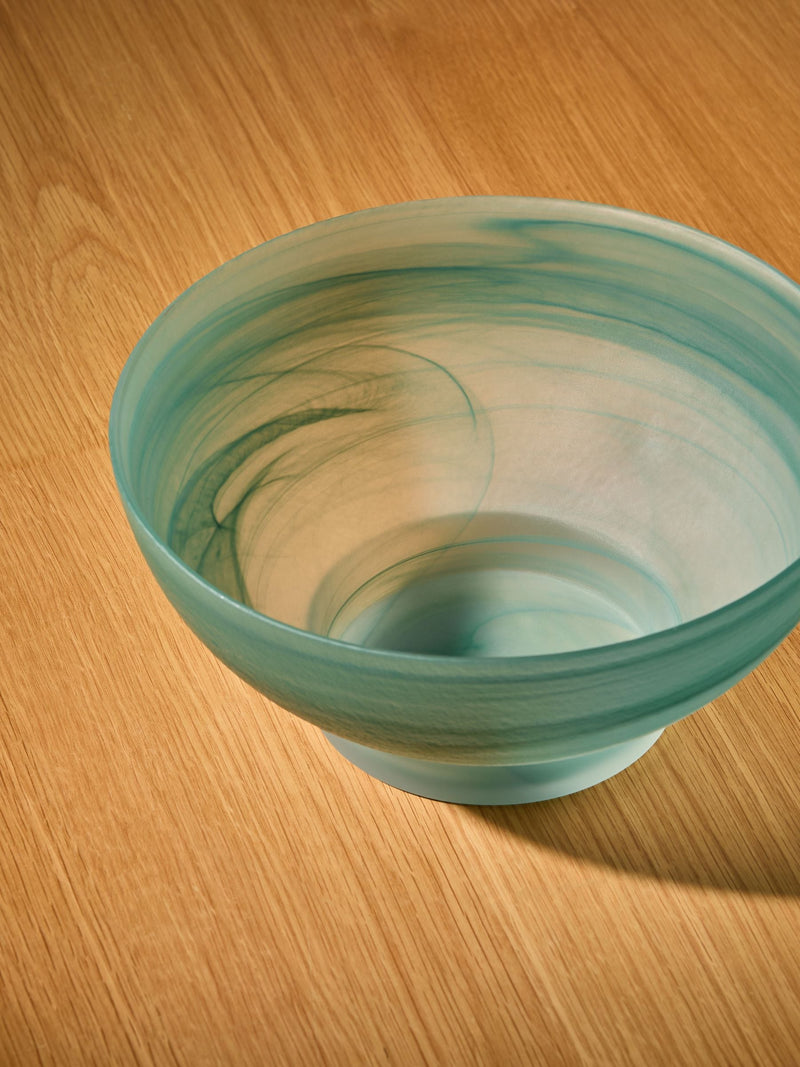 MADE.COM blue Alysa swirl glass fruit bowl (British brand)