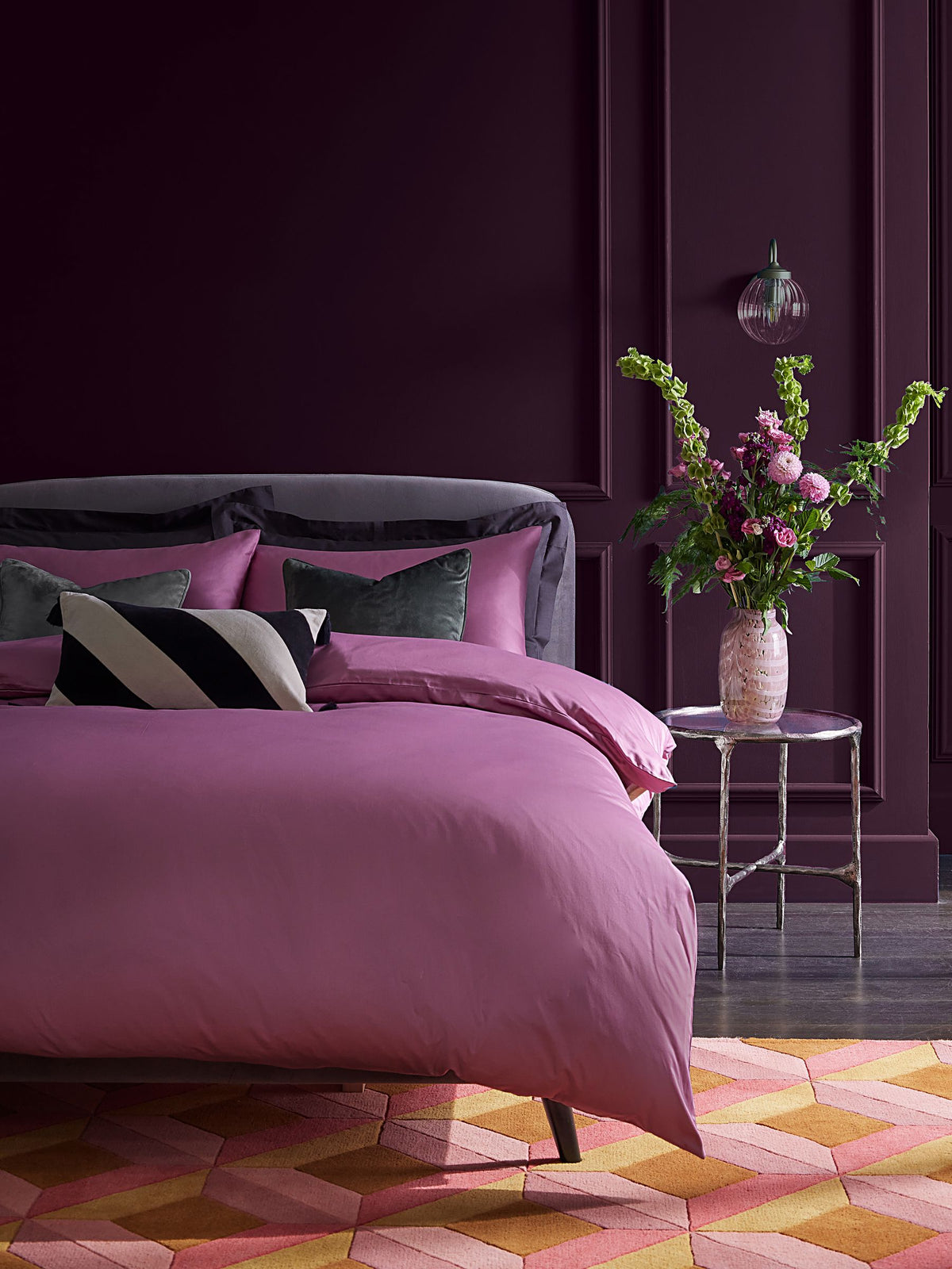 Duvet Cover Set Orchid Pink Sateen Super King, imported from the UK