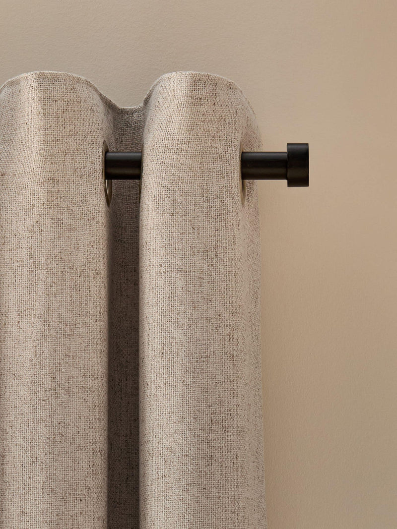 Natural Soft Weave Linen Blend Lined Eyelet Curtains