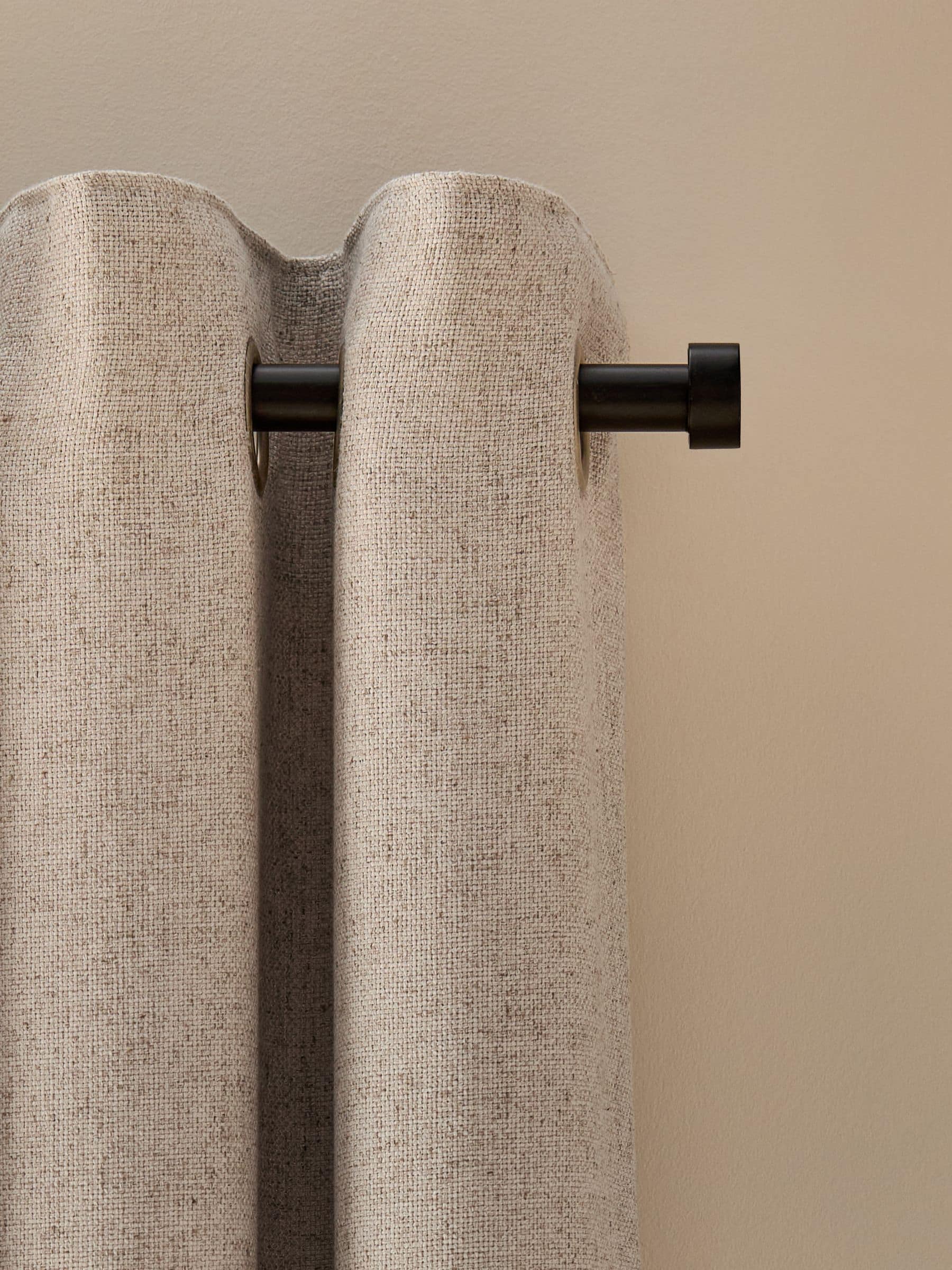 Natural Soft Weave Linen Blend Lined Eyelet Curtains