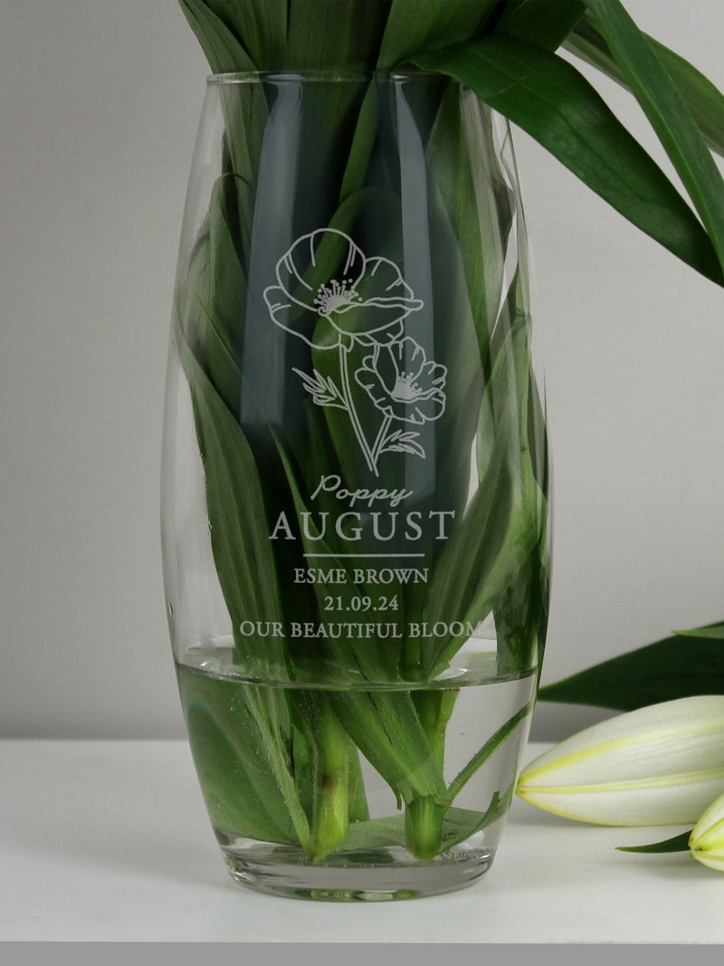 PMC Personalised August Birth Flower Bullet Vase, imported from the UK