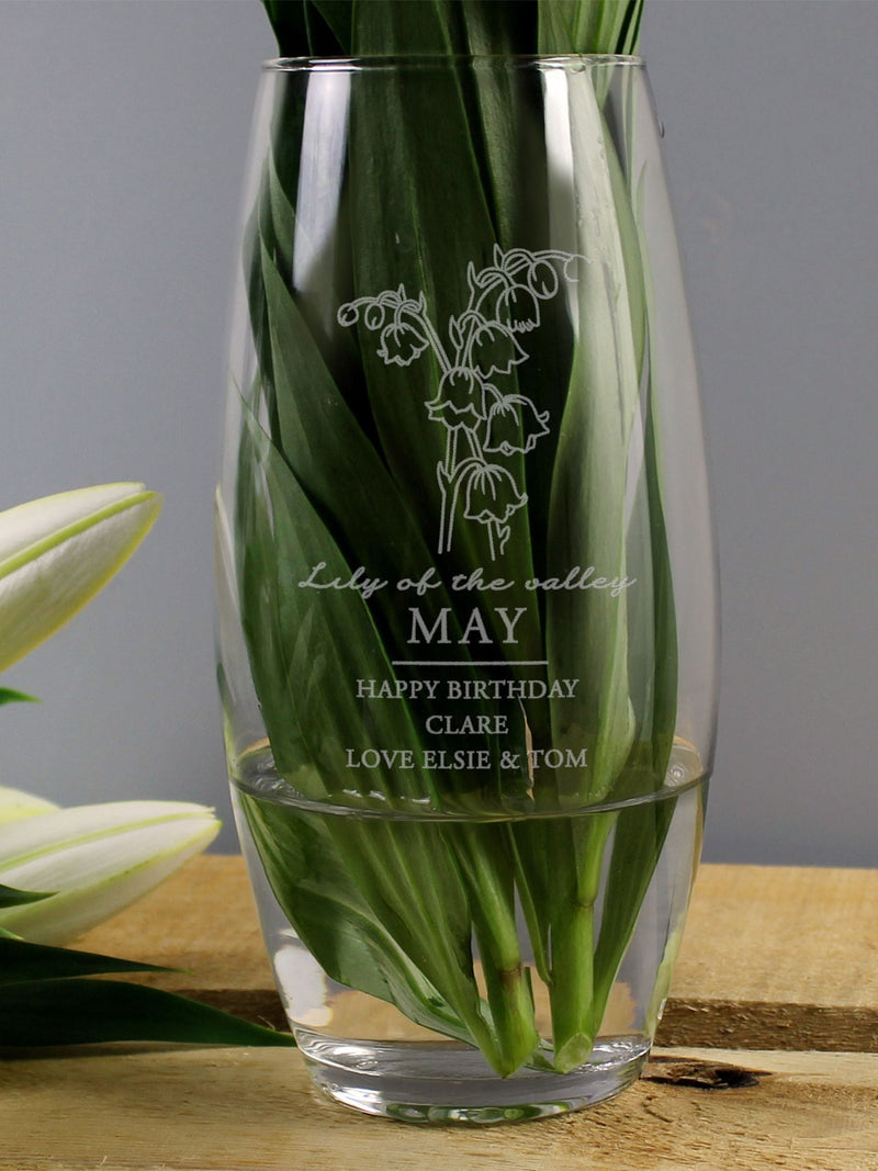 PMC personalised May birth flower bullet vase, imported from the UK