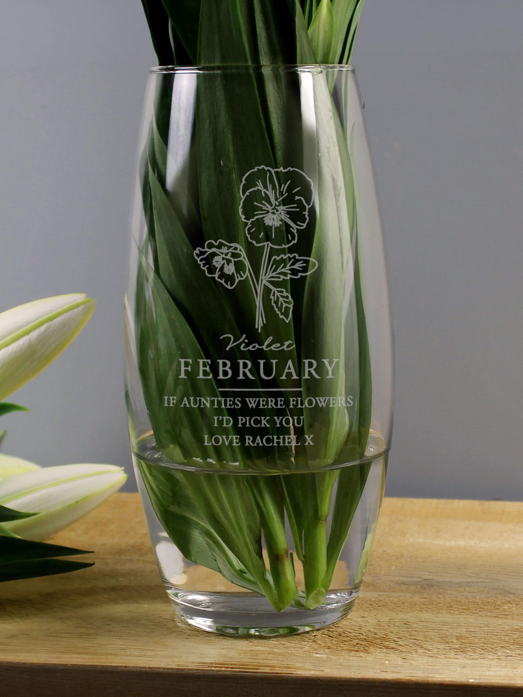 PMC personalisable February birth flower bullet vase - British product