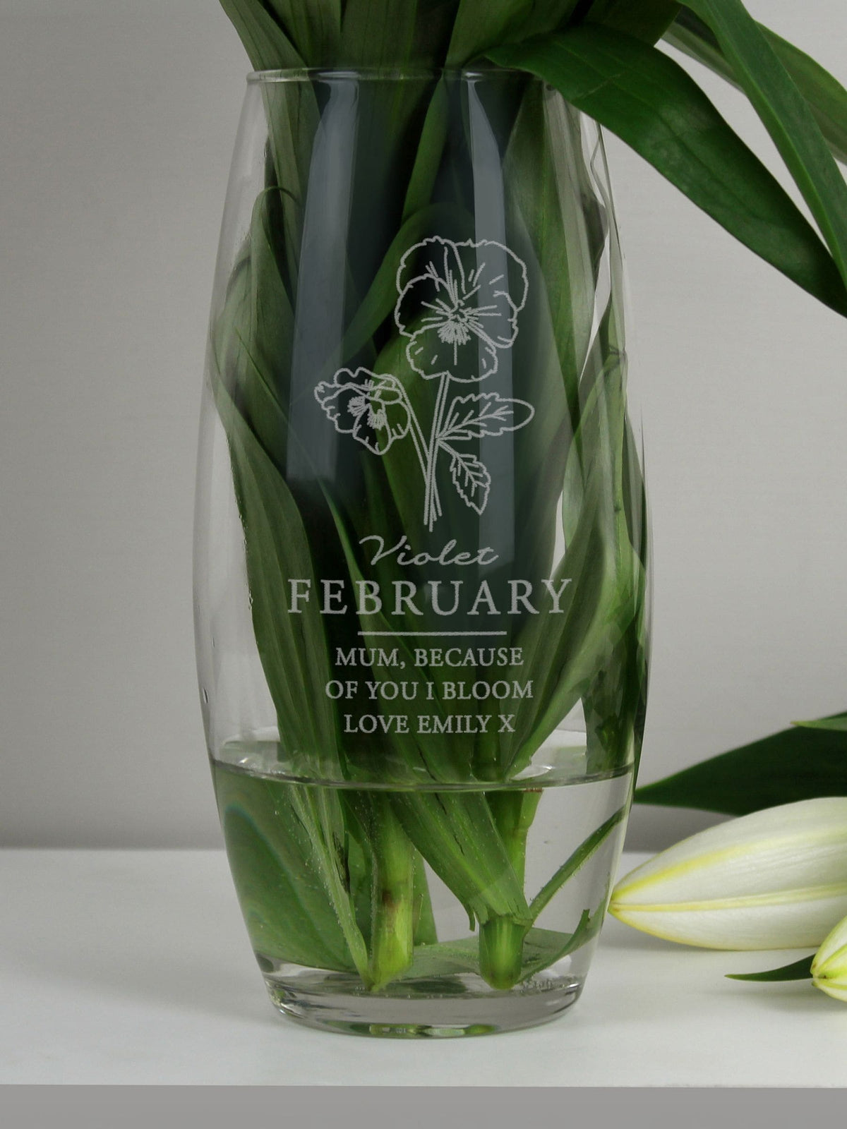 PMC personalisable February birth flower bullet vase - British product