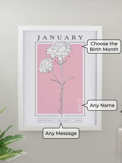 Next PMC Personalised Birth Flower A4 Framed Photo Frame- Buy online at McGrocer