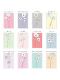 PMC birth flower pillar candle with personalisation, UK version