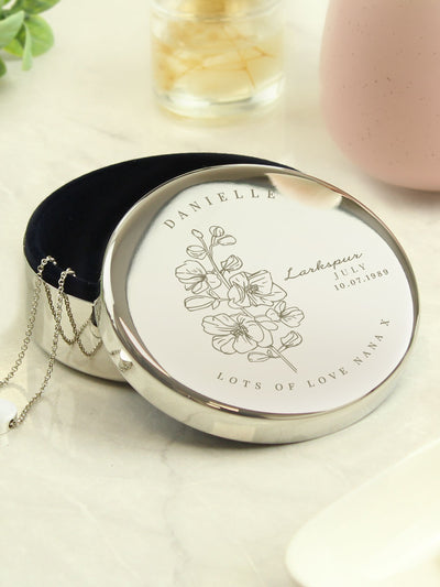 Next PMC Personalised July Birth Flower Round Trinket Box 8.7 cm- Buy online at McGrocer