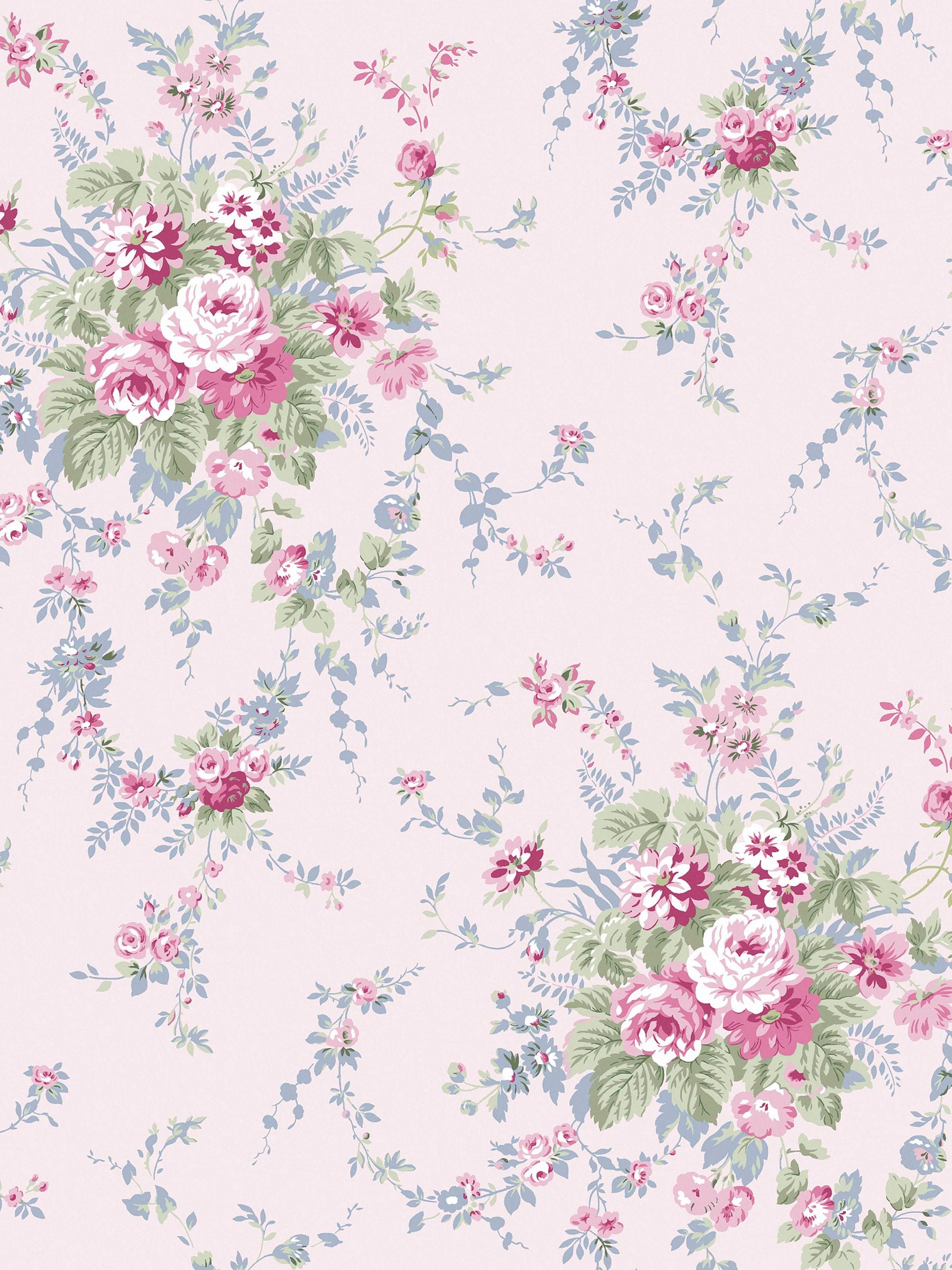 Shabby Chic Pink/Blue Garden Floral wallpaper 10M - British product