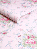 Shabby Chic Pink/Blue Garden Floral wallpaper 10M - British product