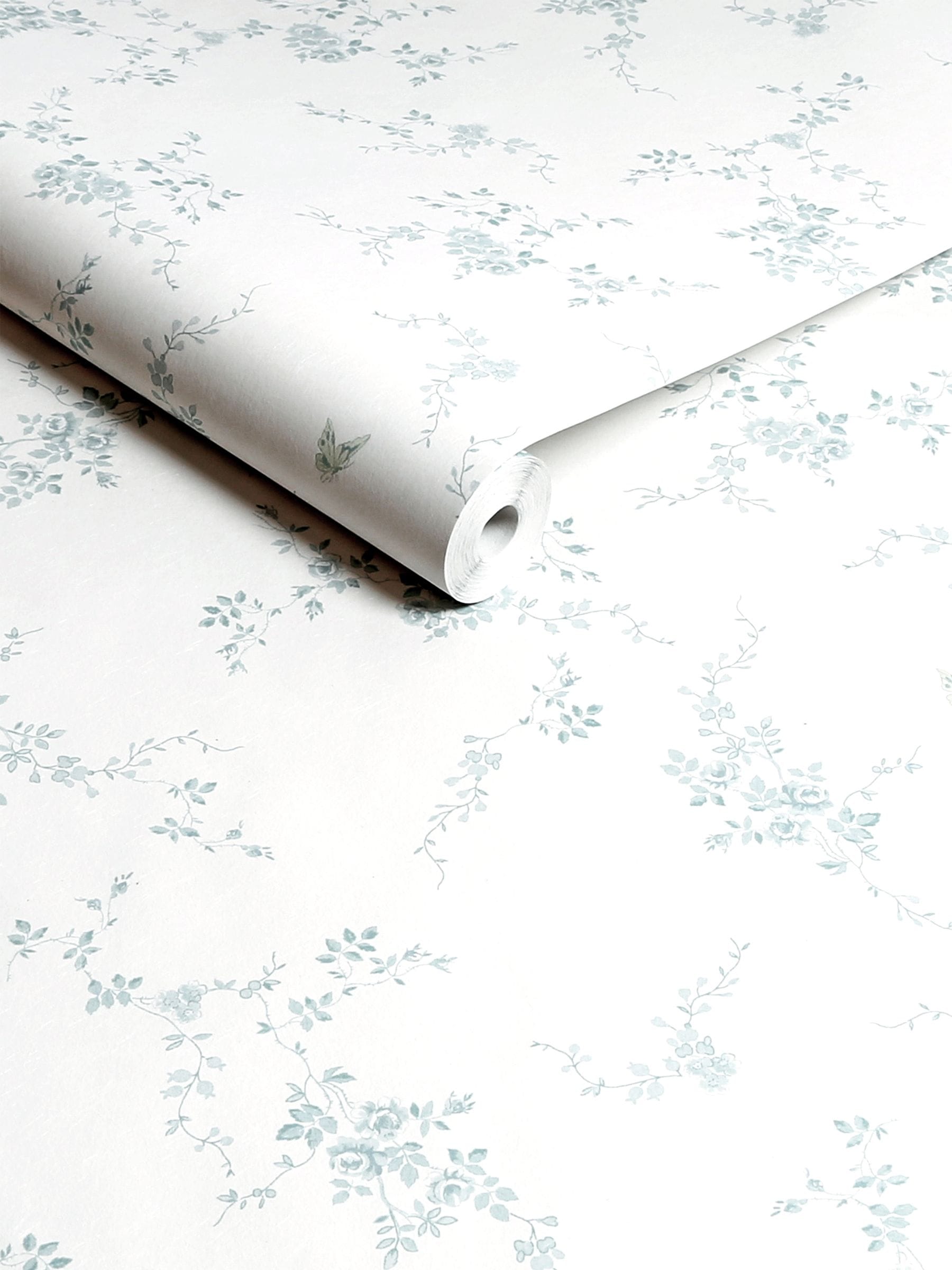 Shabby Chic Duck Egg Butterflies wallpaper 10m roll, imported from the UK