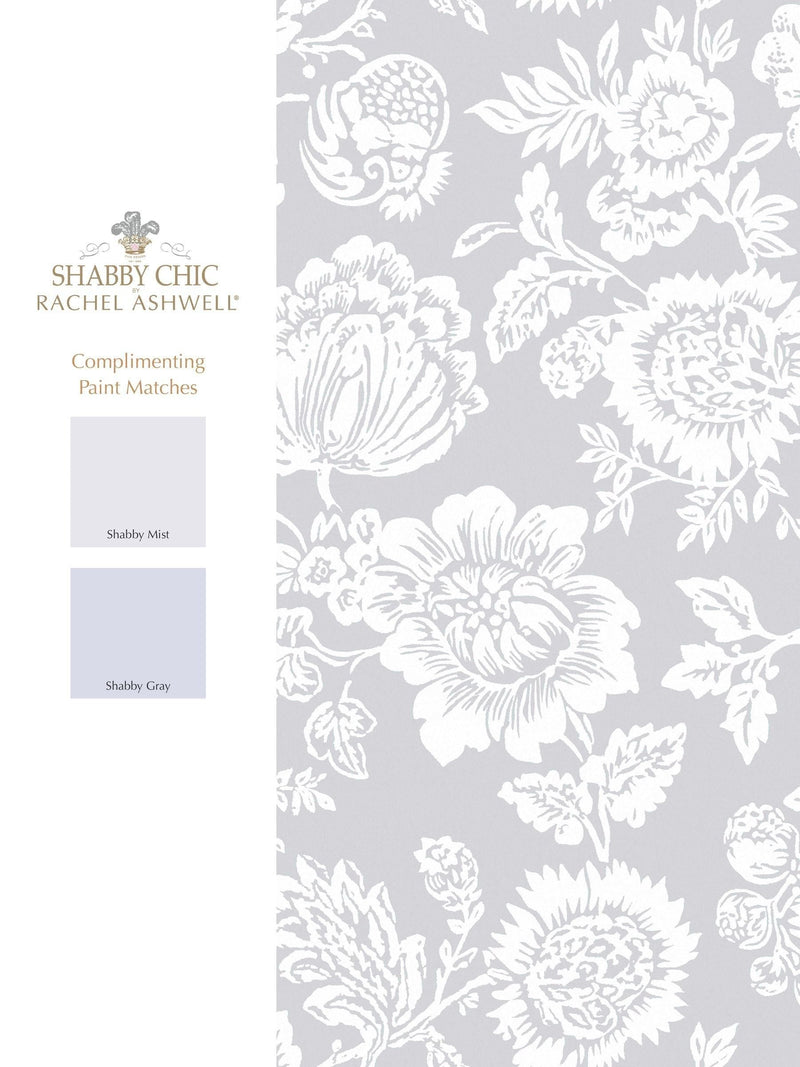Shabby Chic grey stipple wallpaper 10m roll, UK version