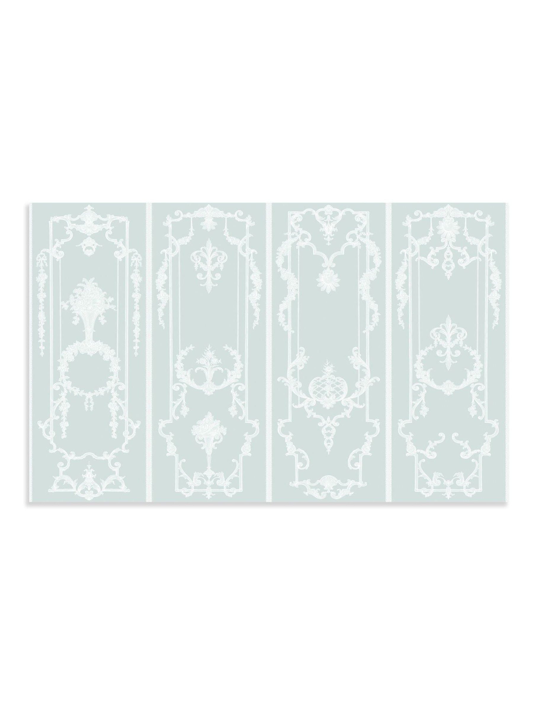 Shabby Chic Blue Panel Francaise mural 4M, UK version