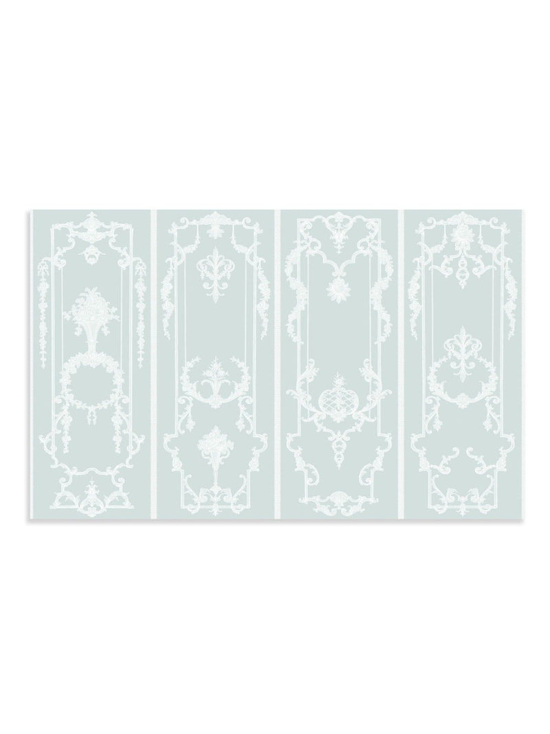 Shabby Chic Blue Panel Francaise mural 4M, UK version