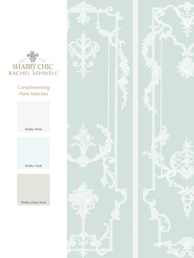 Shabby Chic Blue Panel Francaise mural 4M, UK version