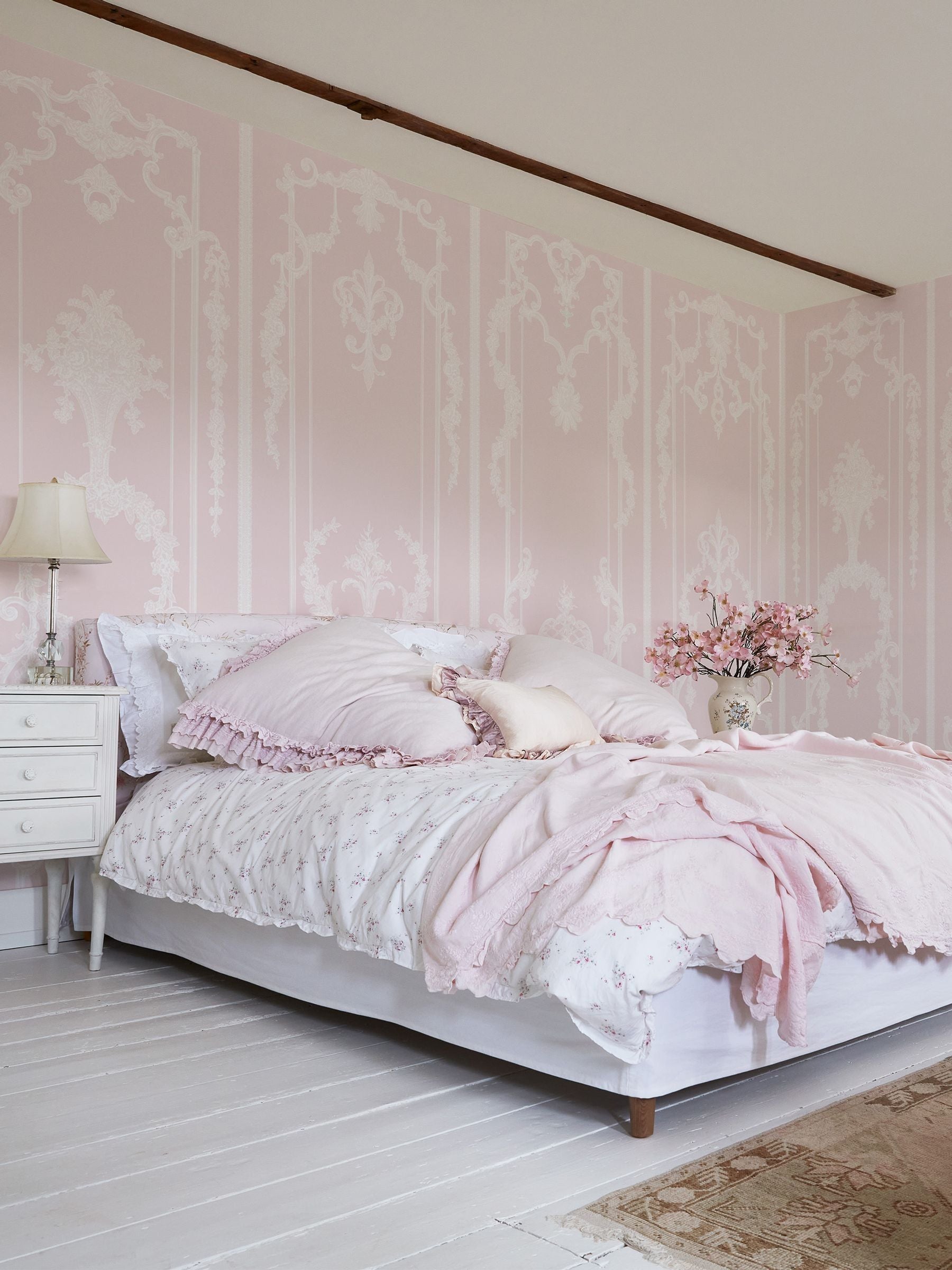 Shabby Chic Blue Panel Francaise Wallpaper Mural 4M
