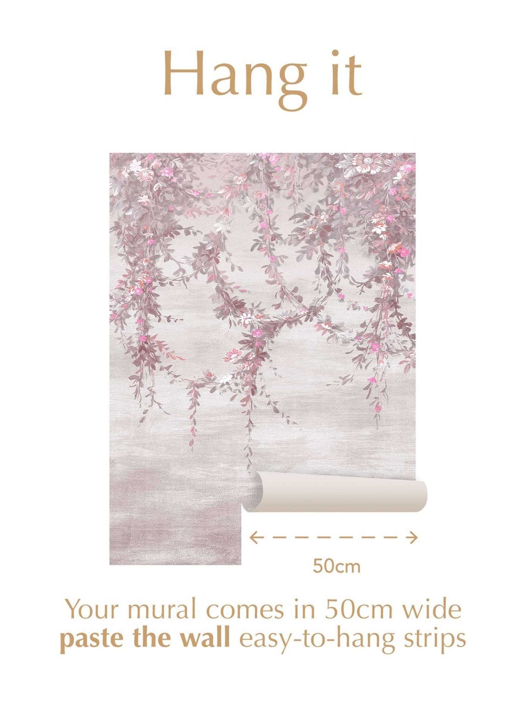 Shabby Chic pink hanging garden mural 4M, imported from the UK