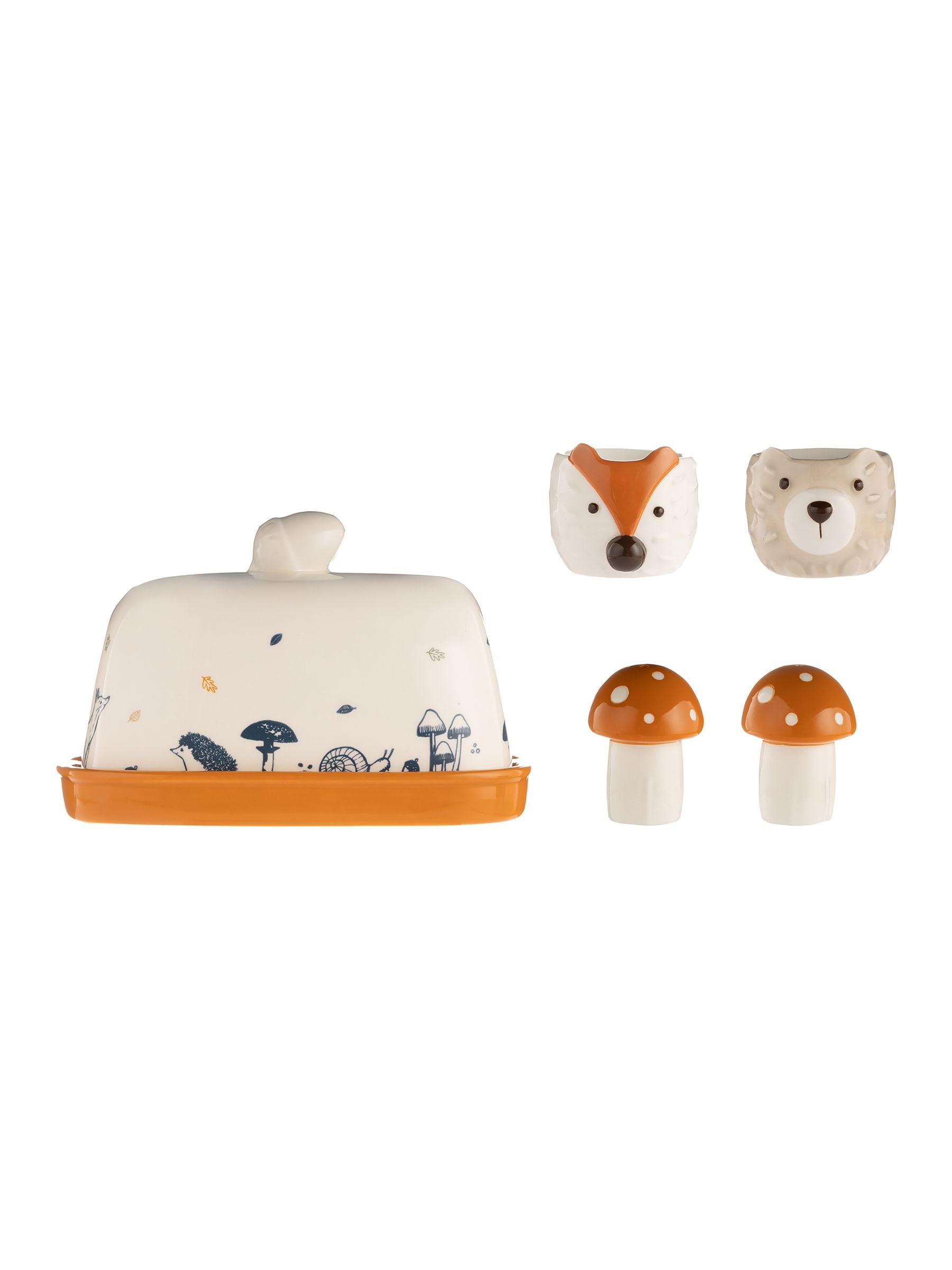 Price & Kensington. Woodland Egg Cups & Butter Dish Breakfast Set