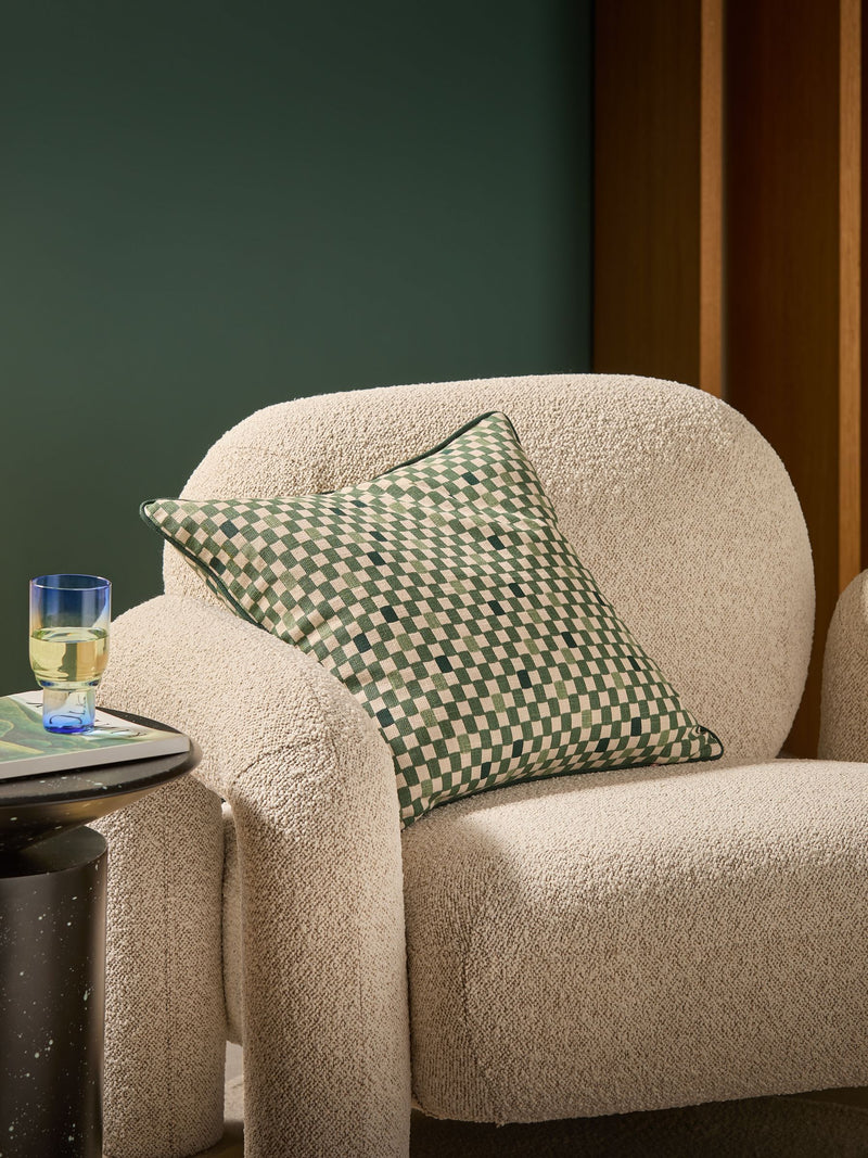 MADE.COM green Desi Geo check cushion 45cm (British brand)