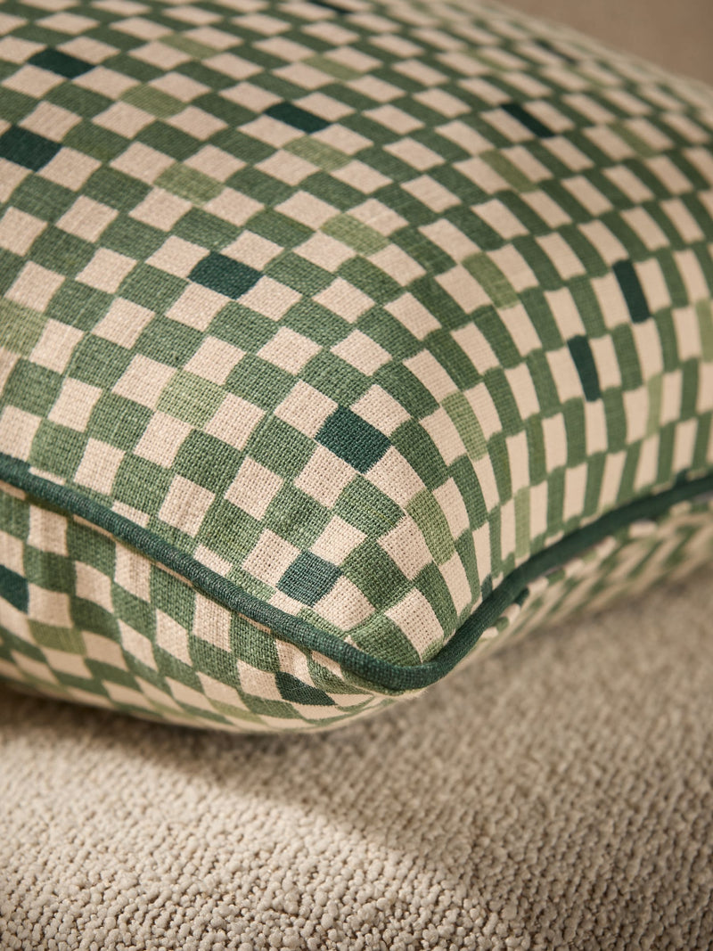 MADE.COM green Desi Geo check cushion 45cm (British brand)