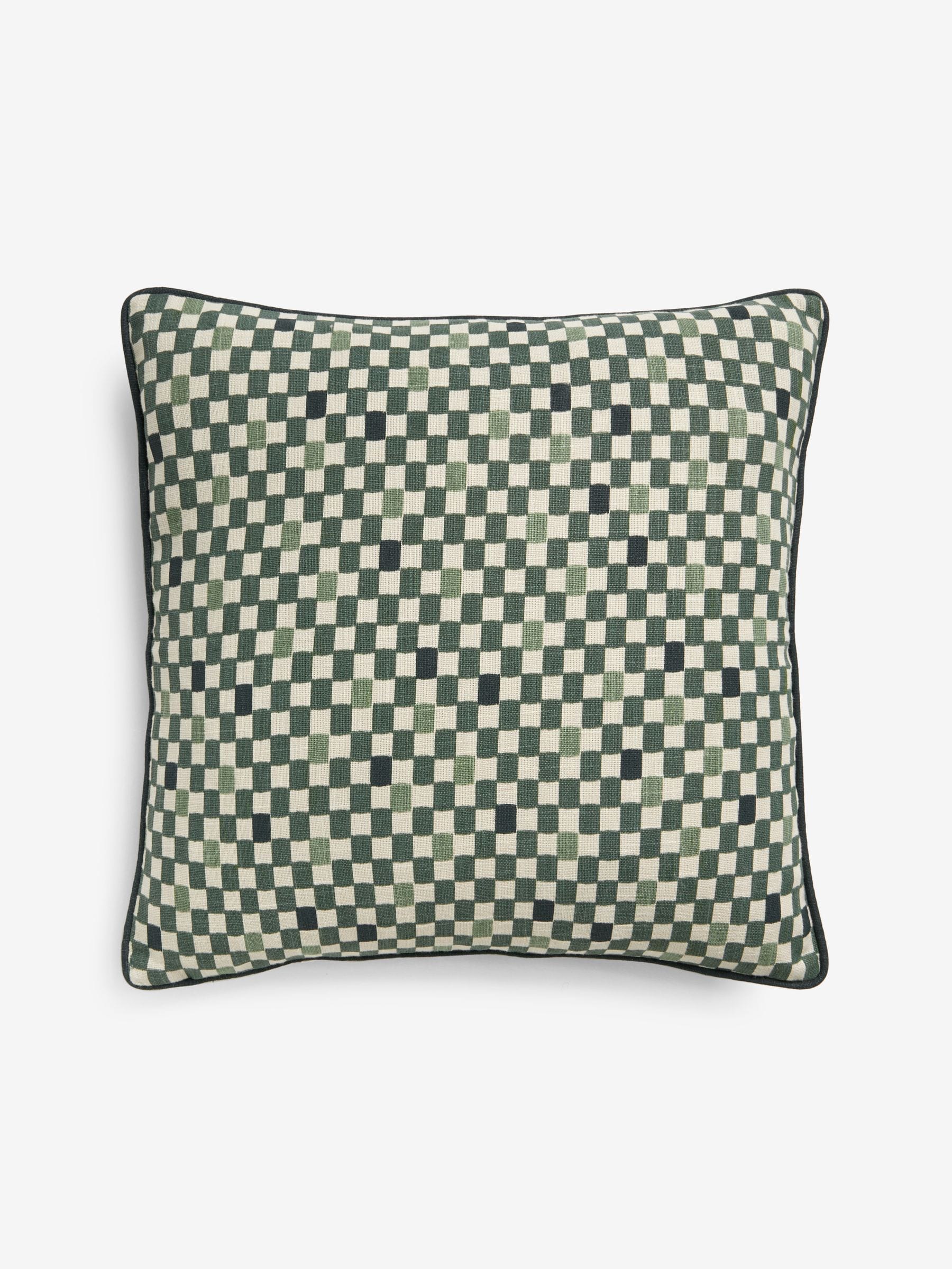 MADE.COM green Desi Geo check cushion 45cm (British brand)