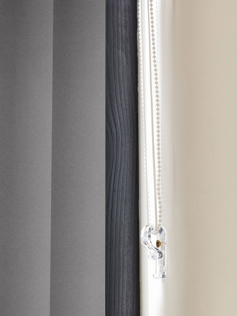 Fiskar made to measure grey vertical blinds (British brand)
