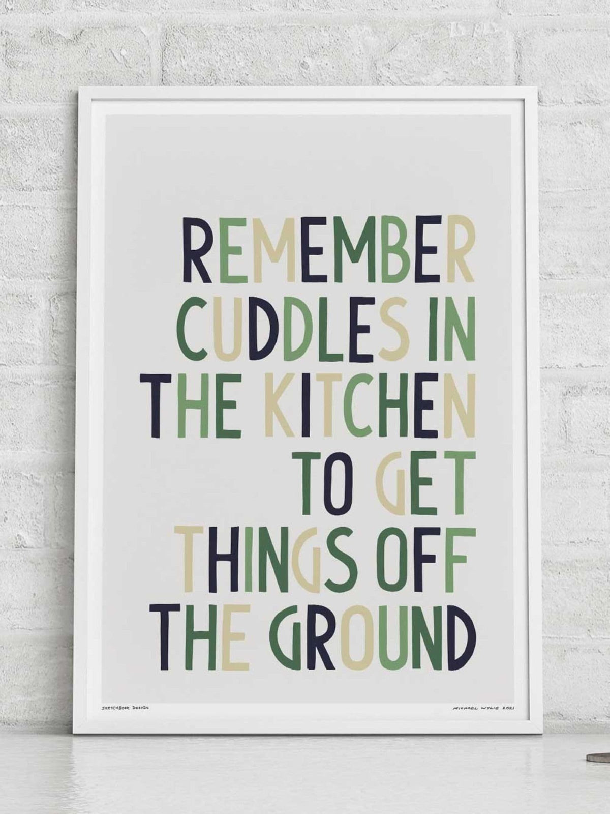 Sketchbook Design framed lyric print white A4, UK version