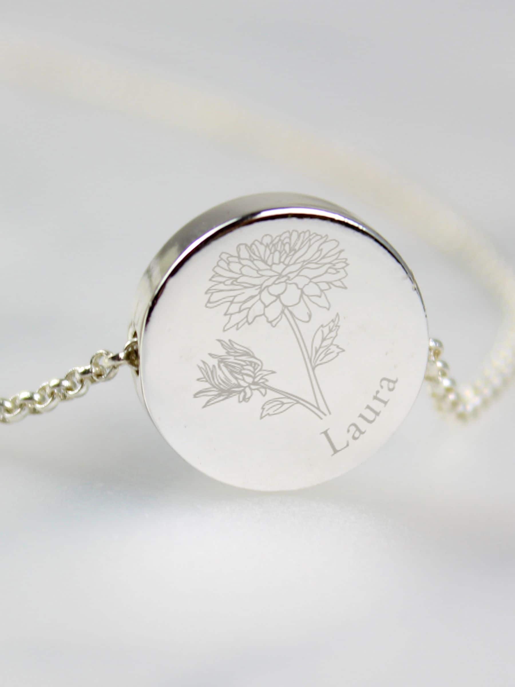 PMC November birth flower necklace personalisable, imported from the UK