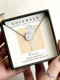 PMC November birth flower necklace personalisable, imported from the UK