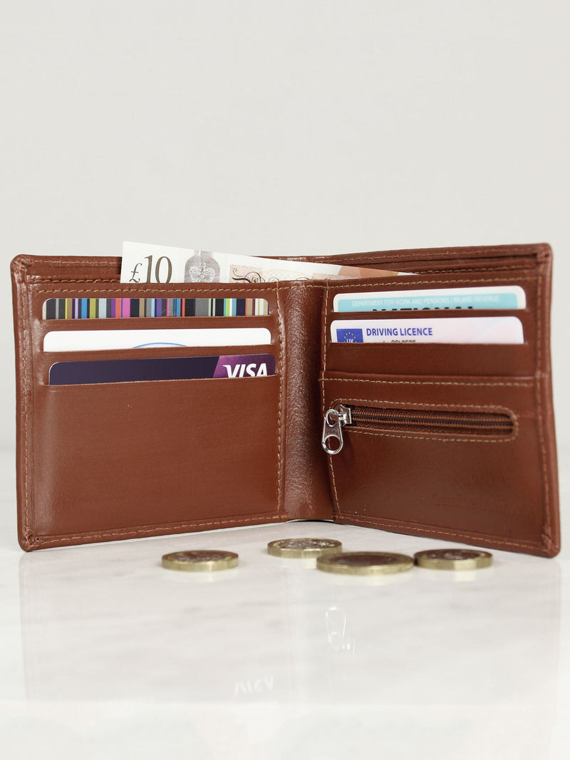 PMC personalised brown leather wallet (British brand)