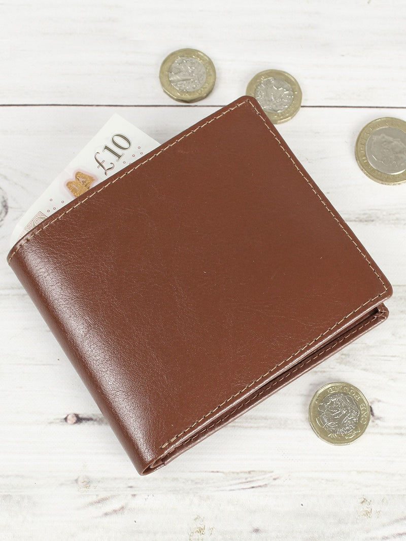 PMC personalised brown leather wallet (British brand)