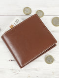 PMC personalised brown leather wallet (British brand)