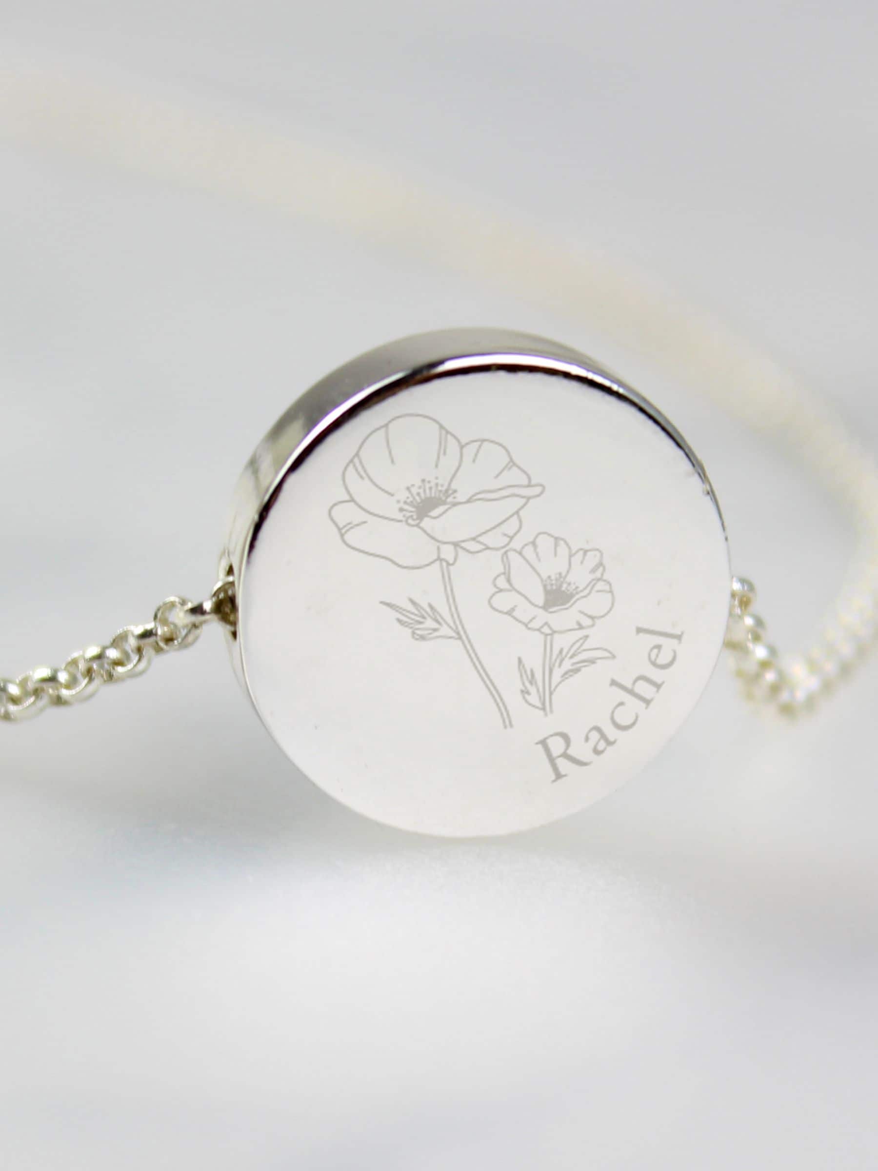 PMC personalised August birth flower necklace, UK version