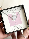 PMC October birth flower necklace personalised, UK version