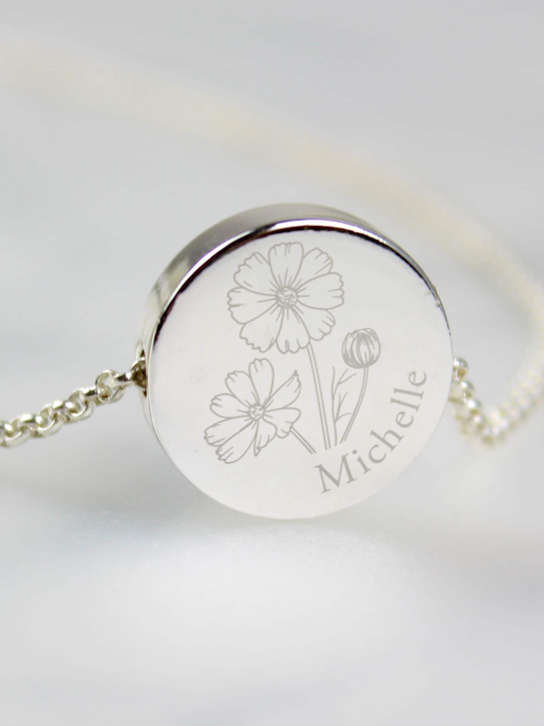 PMC October birth flower necklace personalised, UK version