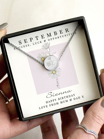 Next PMC Personalised September Birth Flower Necklace and Box- Buy online at McGrocer