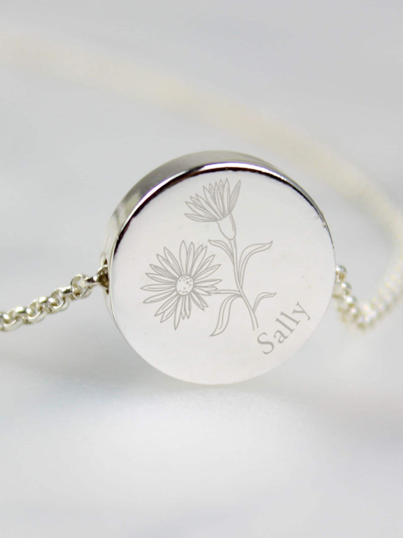 PMC personalised September birth flower necklace, UK version