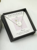 PMC personalised September birth flower necklace, UK version
