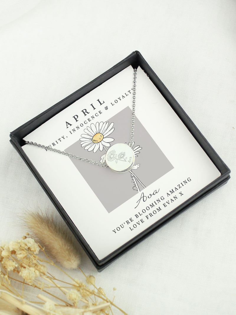 PMC personalised April birth flower necklace 19.5 inches (British brand)