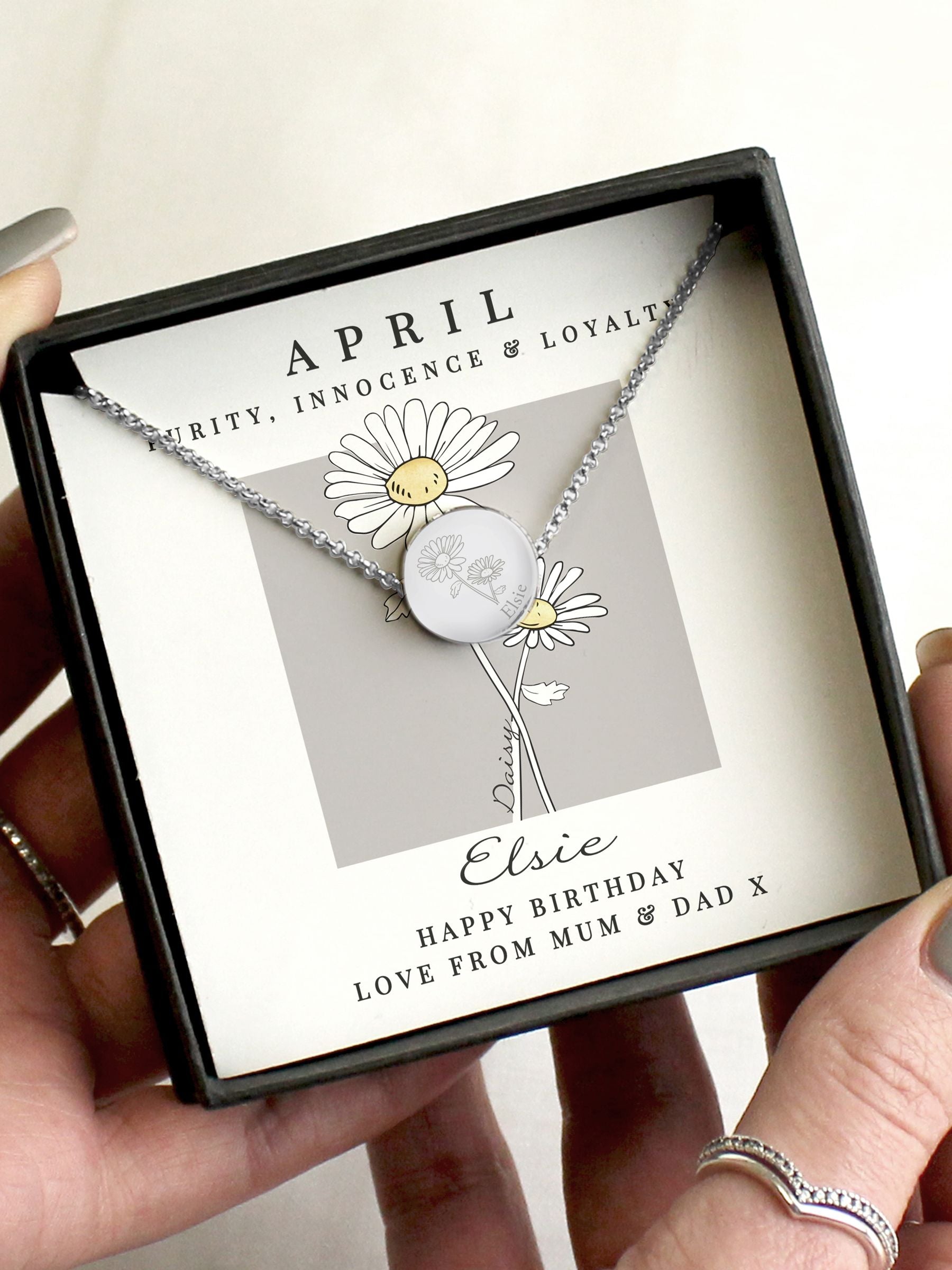 PMC personalised April birth flower necklace 19.5 inches (British brand)