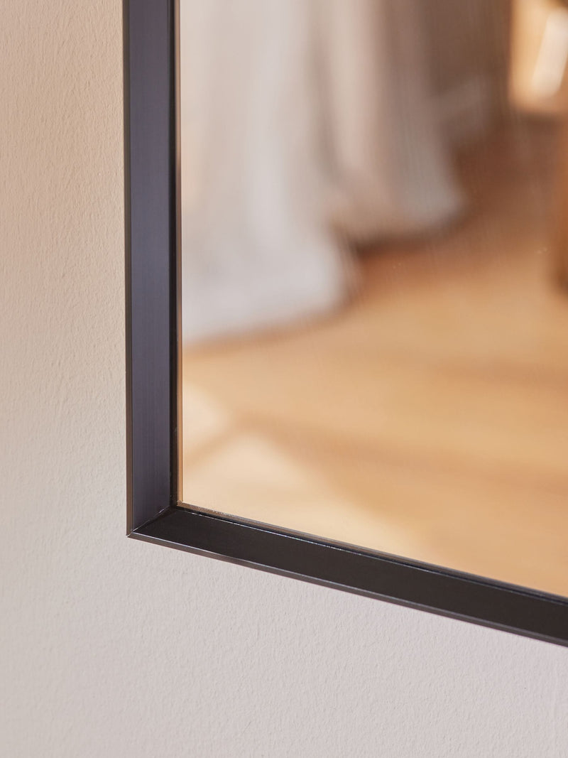Black metal arched wall mirror 90cm x 110cm - British product