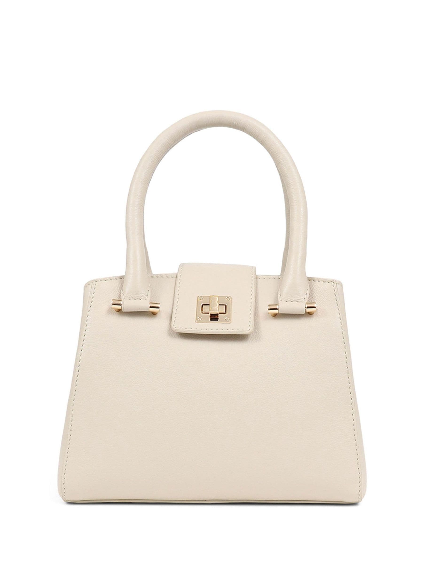 Jones Bootmaker Cream Whimsy Leather Top Handle Tote Bag