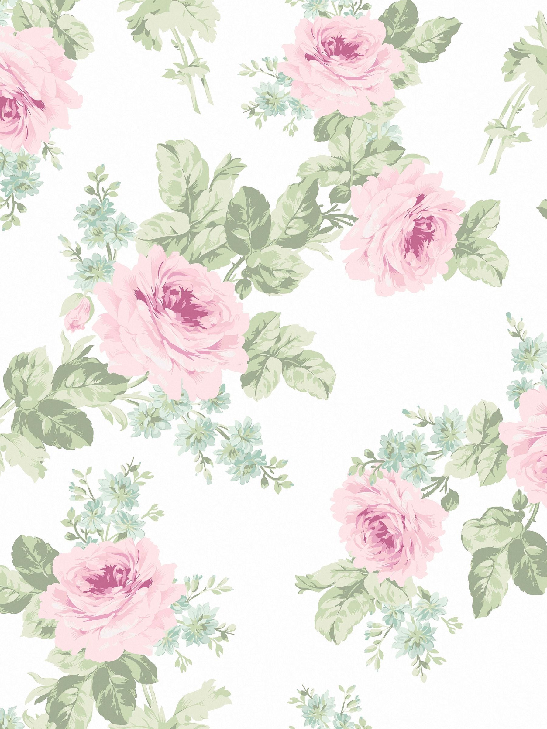 Shabby Chic wallpaper sample Pink Royal Bouquet A4, imported from the UK