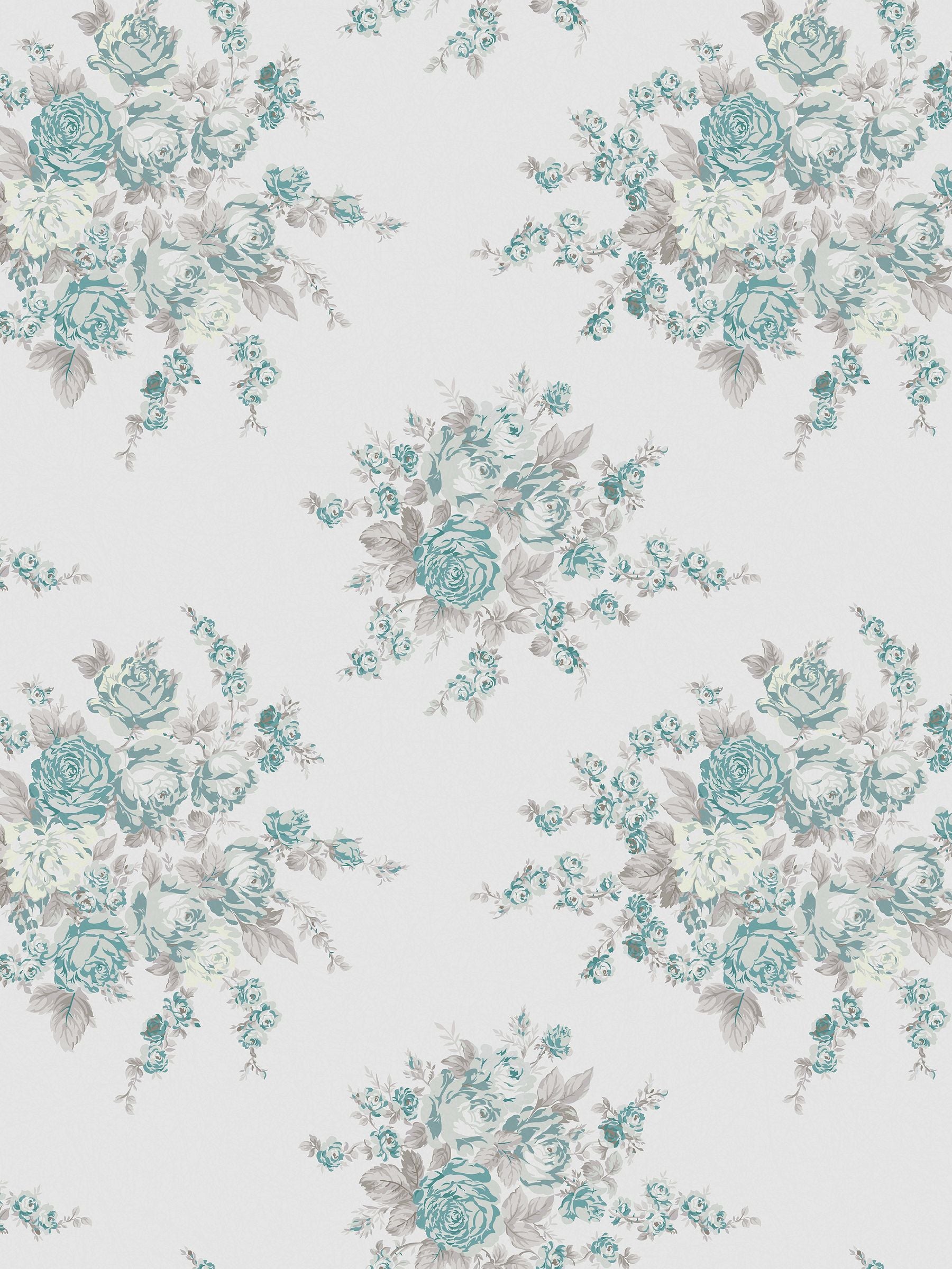 Shabby Chic by Rachel Ashwell® Teal Rose Blossom A4 Wallpaper Sample