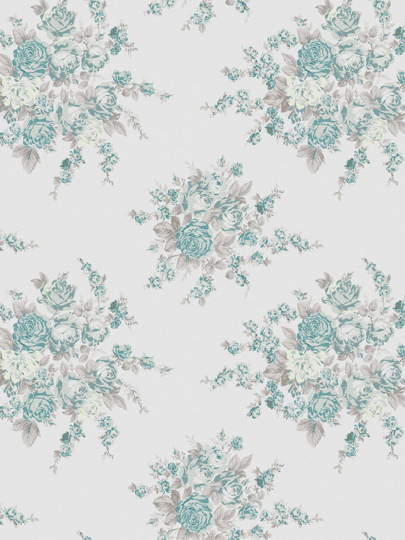 Shabby Chic by Rachel Ashwell® Teal Rose Blossom A4 Wallpaper Sample