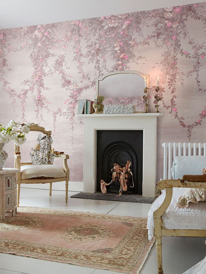Shabby Chic Pink Hanging Garden A4 mural sample (British brand)