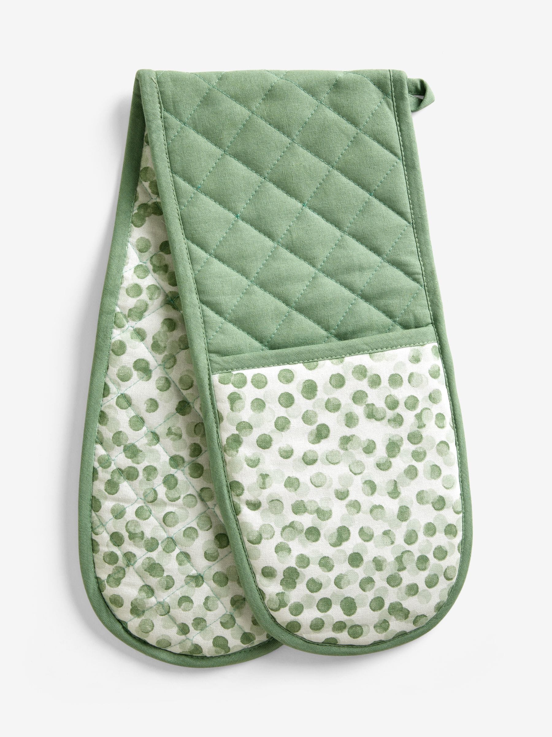 double oven gloves sage green cotton - British brand